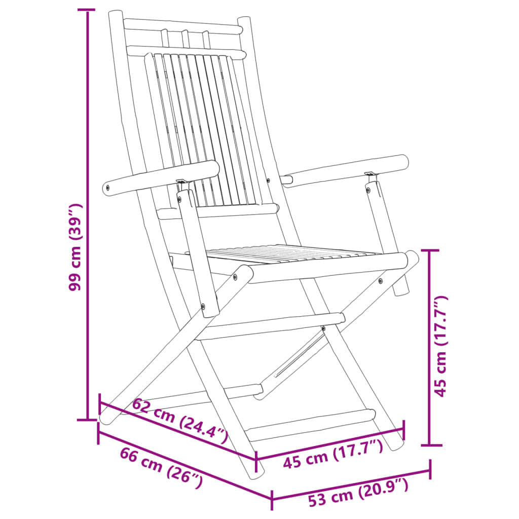 Folding Patio Chairs 2 pcs 20.9"x26"x39" Bamboo