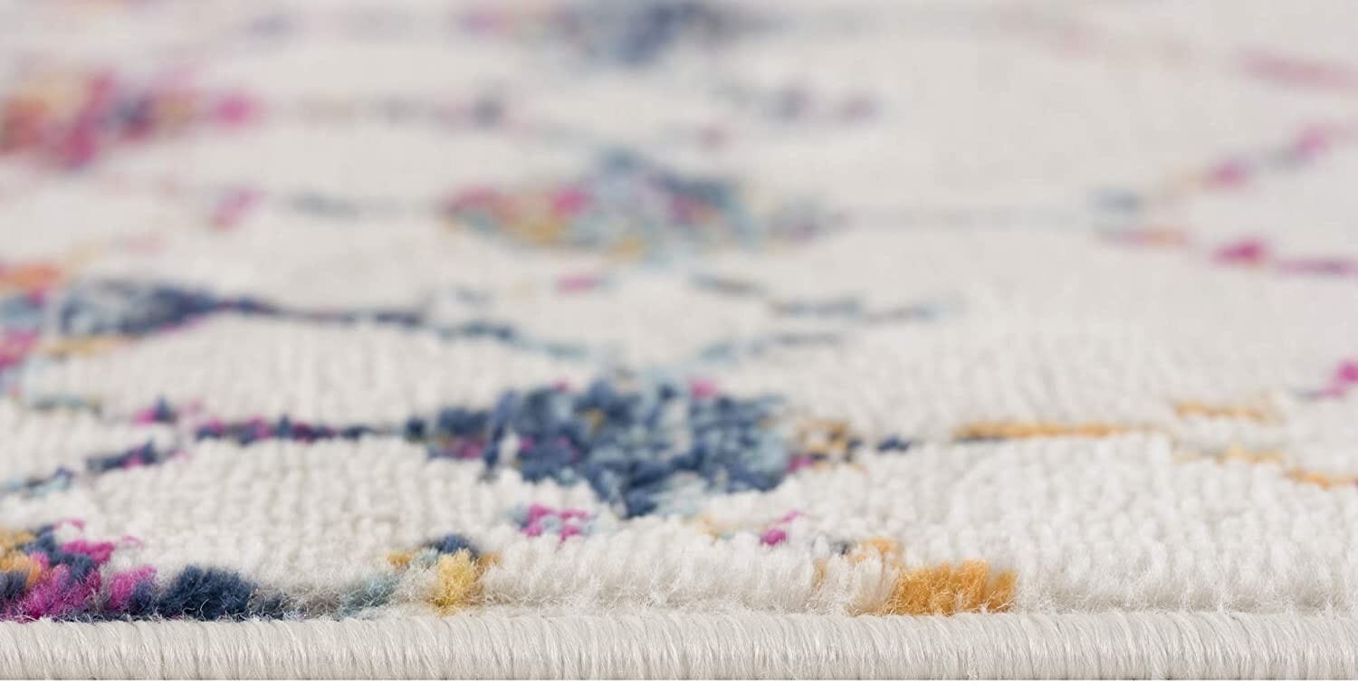 5' X 8' White Modern Geometric Grid Area Rug