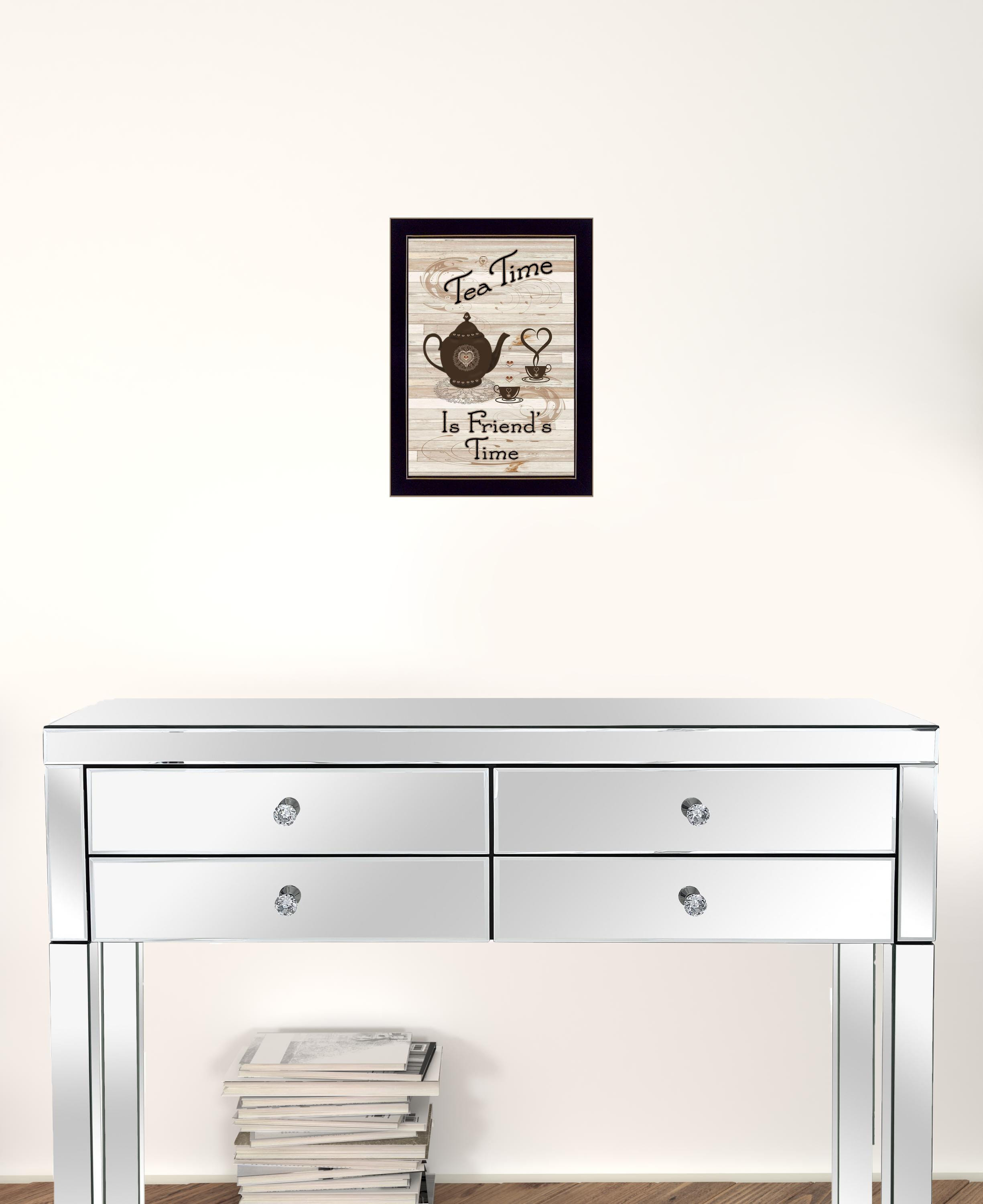 Tea Time 3 Black Framed Print Kitchen Wall Art