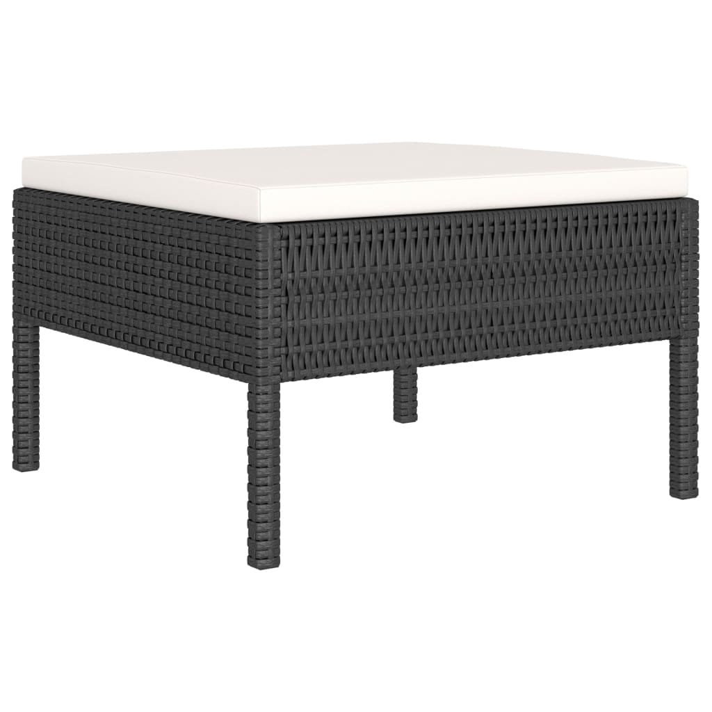 10 Piece Patio Lounge Set with Cushions Poly Rattan Black