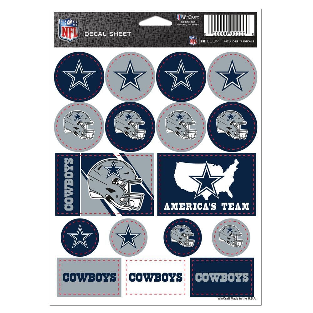 Dallas Cowboys Decal Sheet 5x7 Vinyl