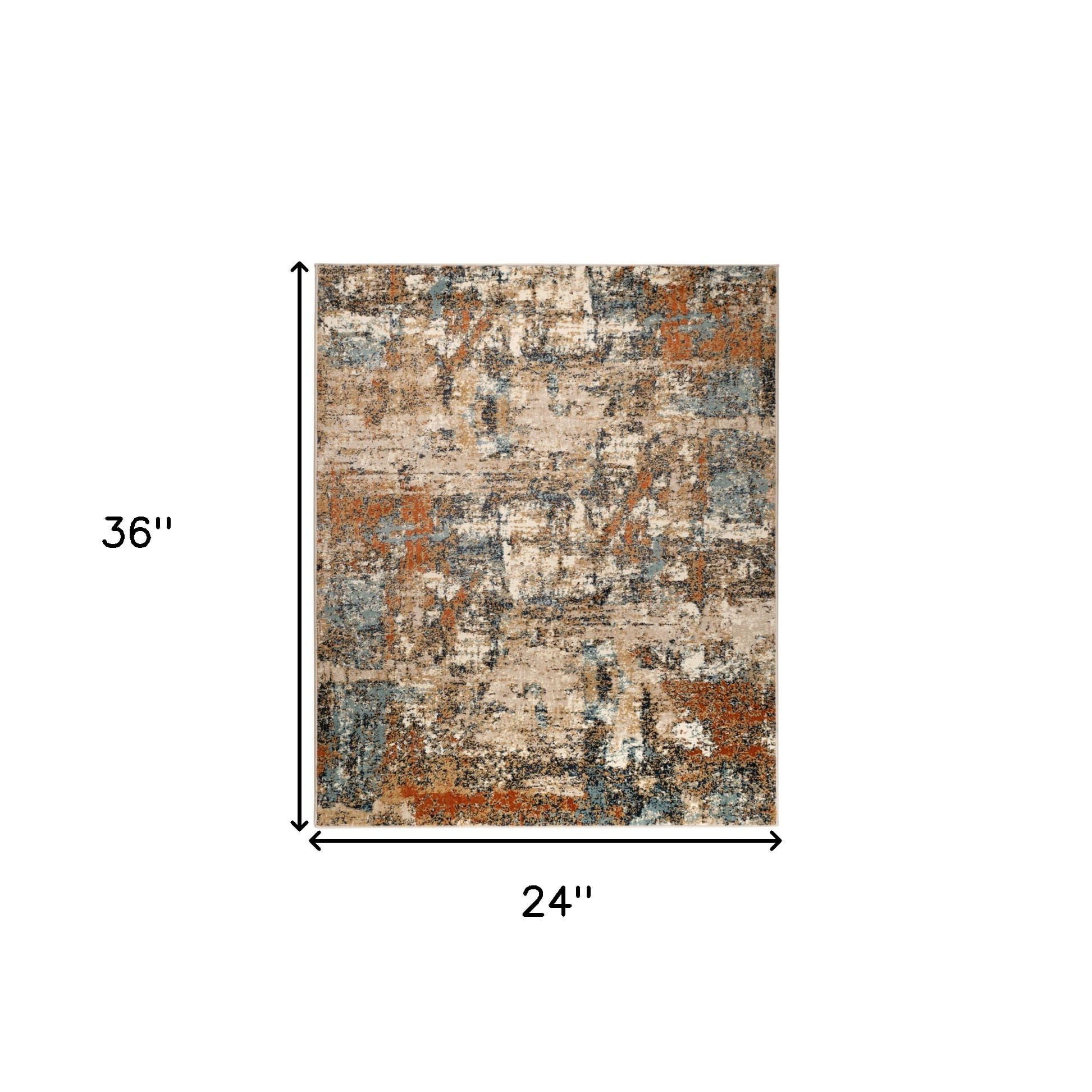 2' X 3' Tan Orange and Gray Abstract Power Loom Area Rug