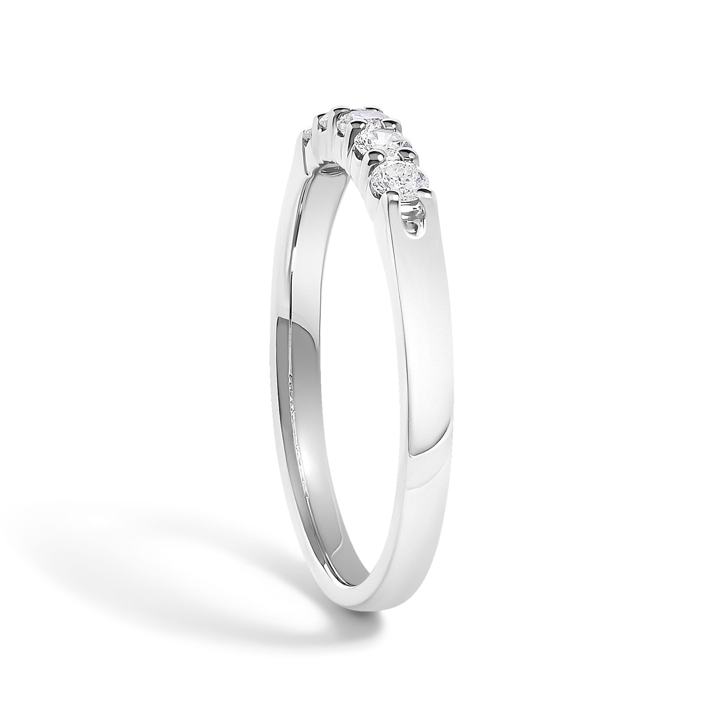 14K White Gold 1/4 Cttw Diamond 5 Stone Band Ring