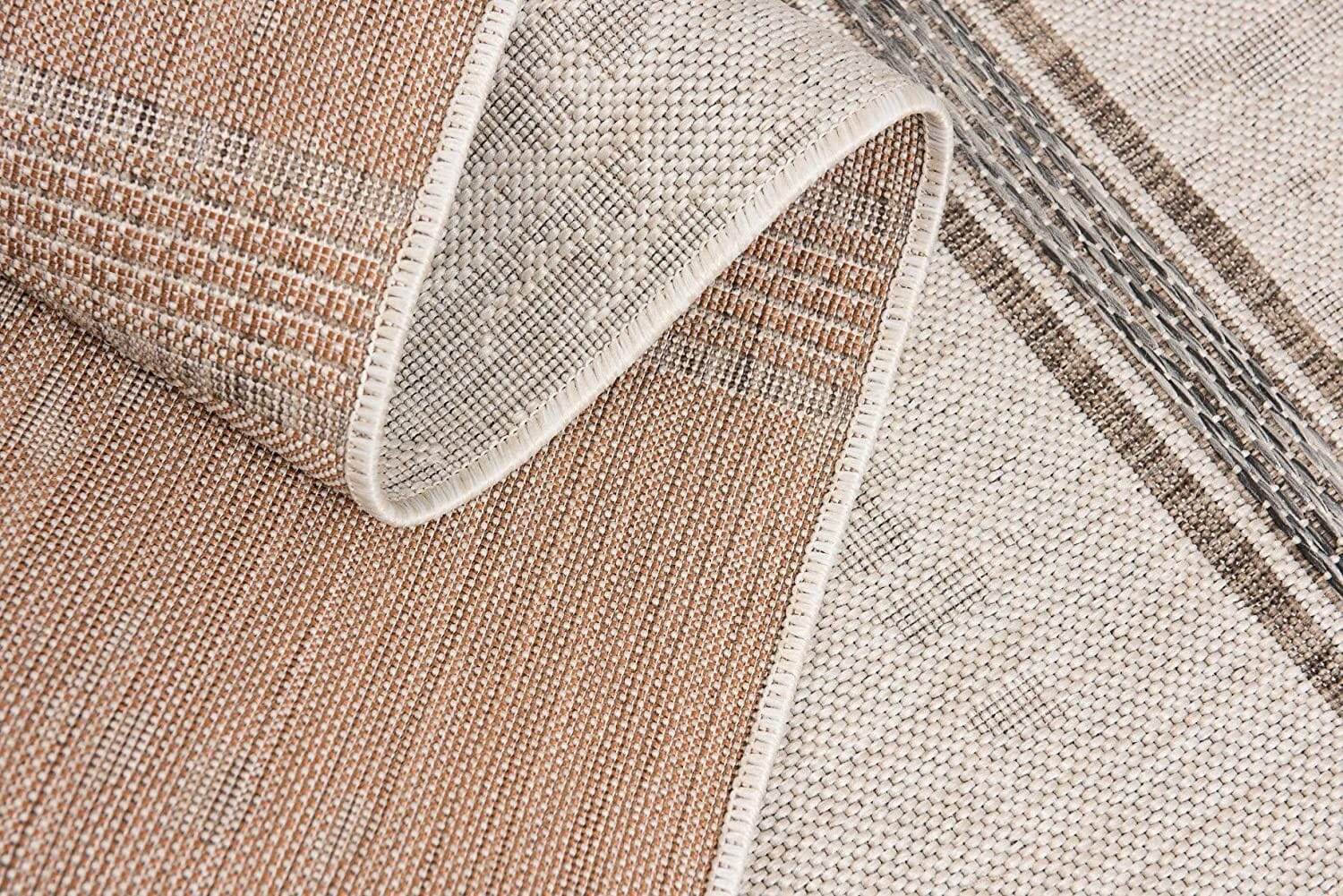 3' X 5' Ivory and Gray Striped Power Loom Area Rug