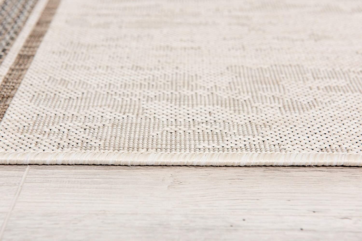 3' X 5' Ivory and Gray Striped Power Loom Area Rug