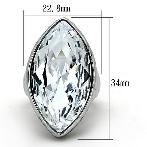 TK1368 - IP rhodium (PVD) Stainless Steel Ring with Top Grade Crystal in Clear