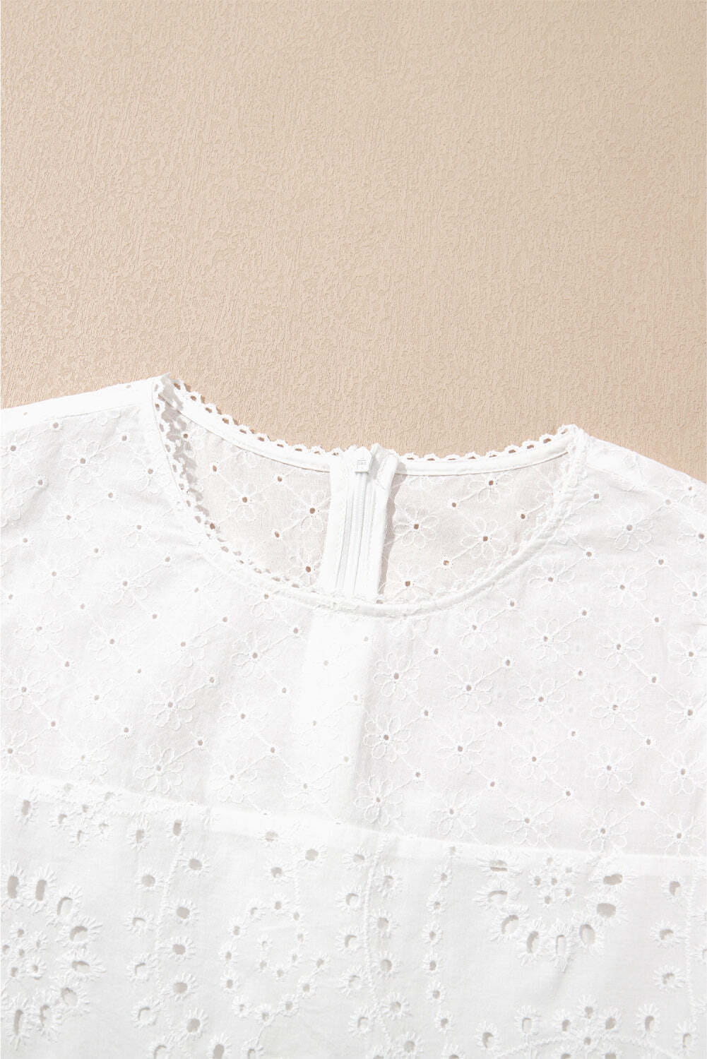 White Floral Eyelet Embroidered Sleeveless Shift Dress