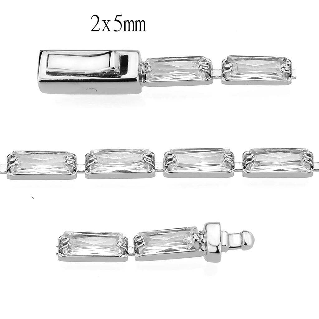 3W1706 - Rhodium Brass Bracelet with AAA Grade CZ in Clear