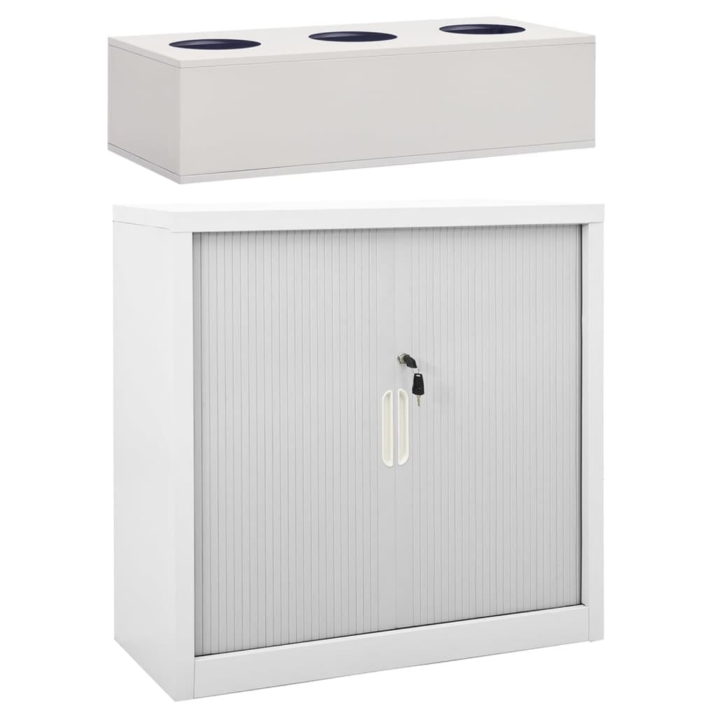 Sliding Door Cabinet with Planter Box Gray 35.4"x15.7"x44.5" Steel