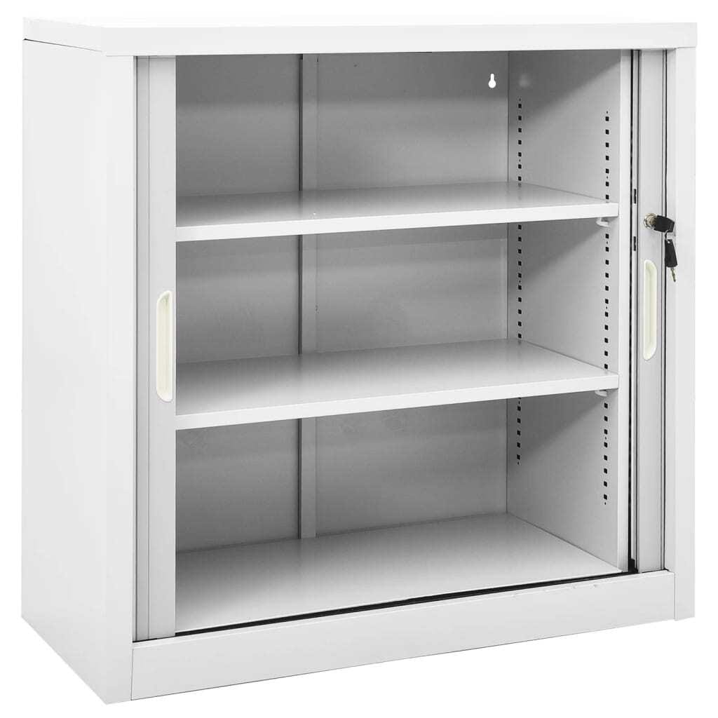 Sliding Door Cabinet with Planter Box Gray 35.4"x15.7"x44.5" Steel
