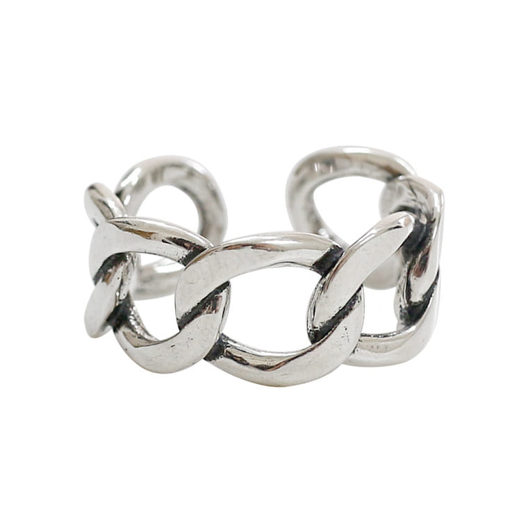 Fashion Hollow Chain Vintage 925 Sterling Silver Adjustable Ring