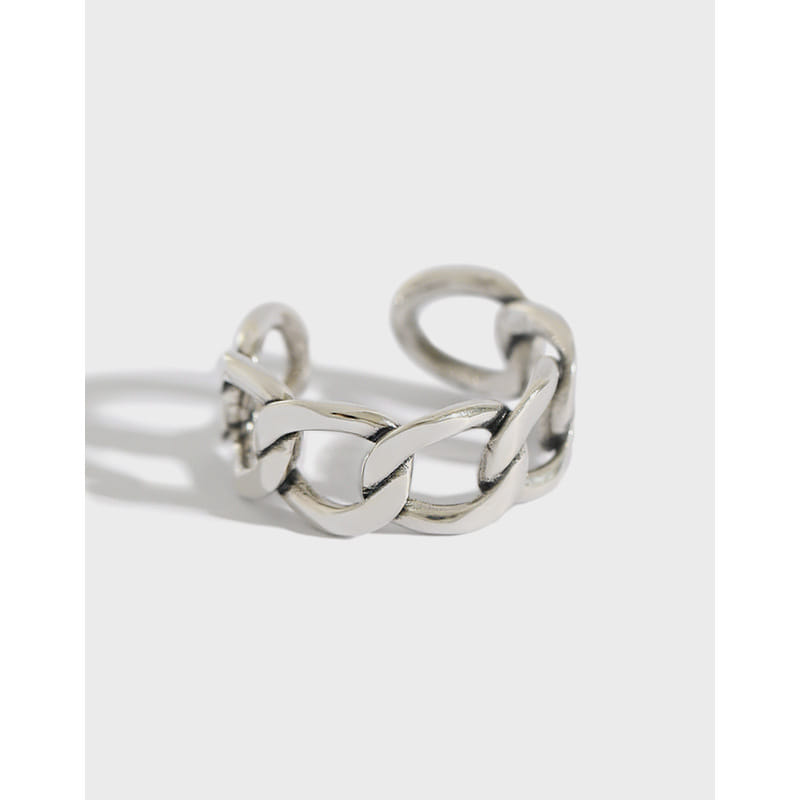 Fashion Hollow Chain Vintage 925 Sterling Silver Adjustable Ring