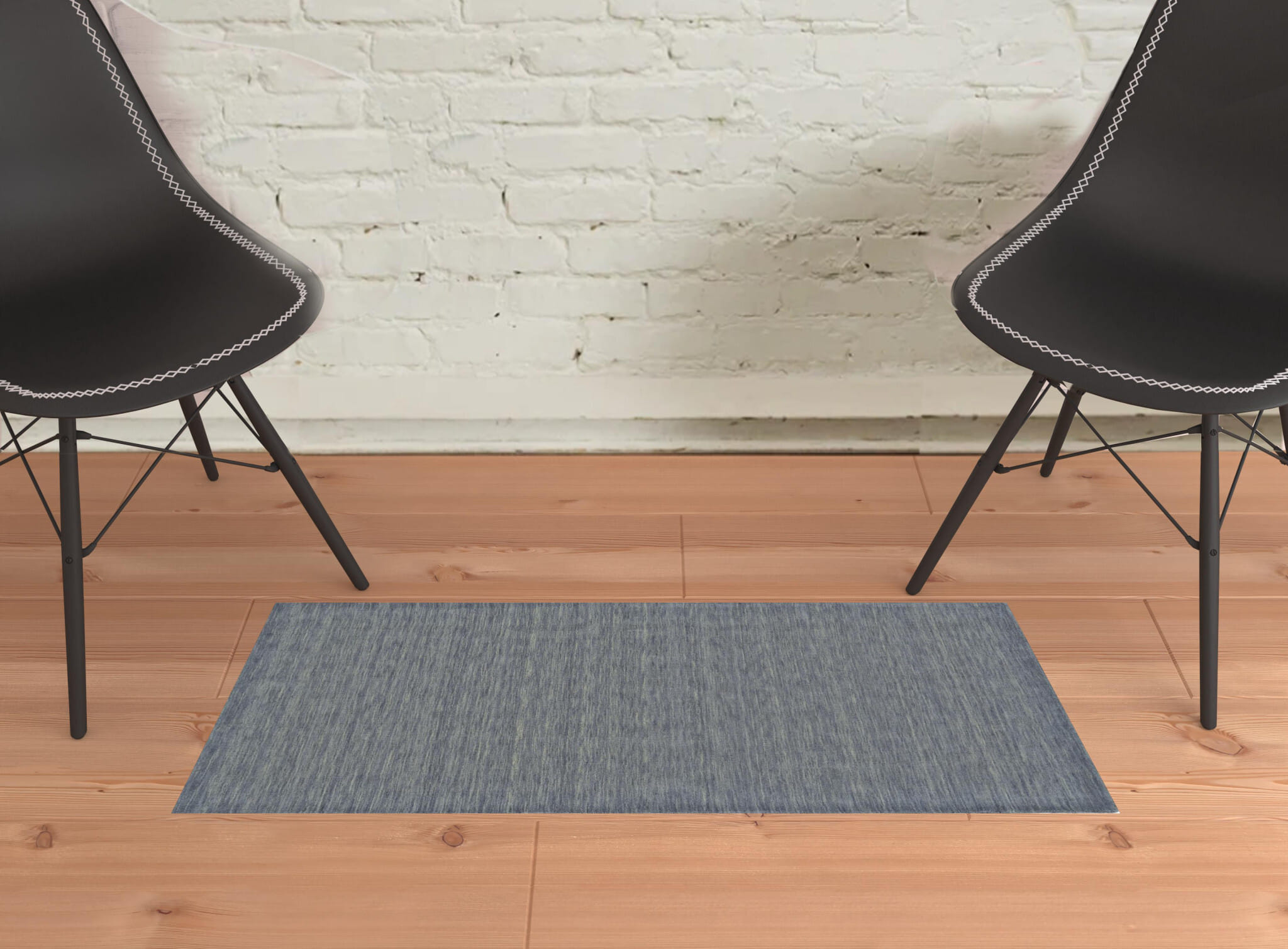 2' X 3' Blue and Gray Wool Hand Woven Area Rug