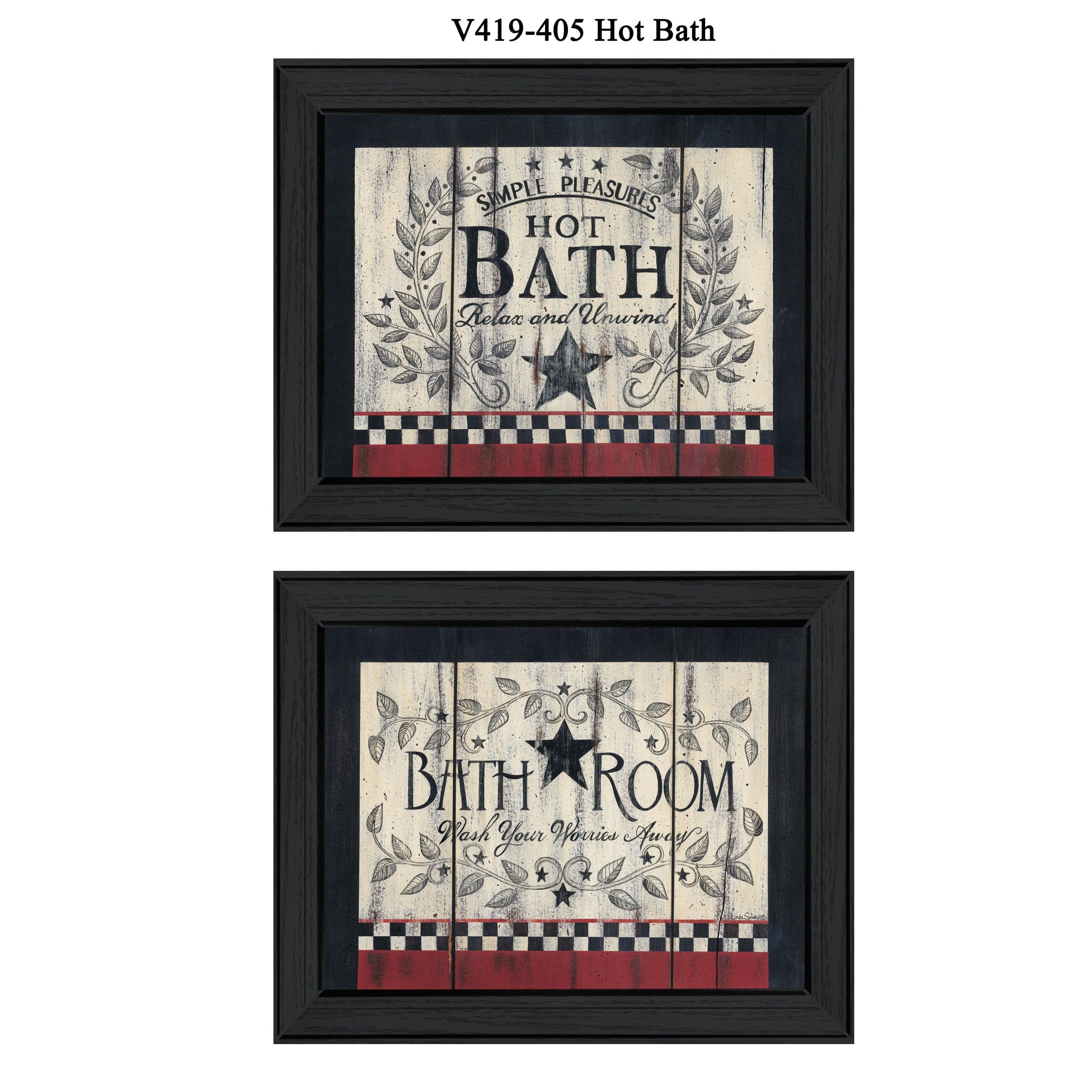 Set Of Two Hot Bath 7 Black Framed Print Bathroom Wall Art