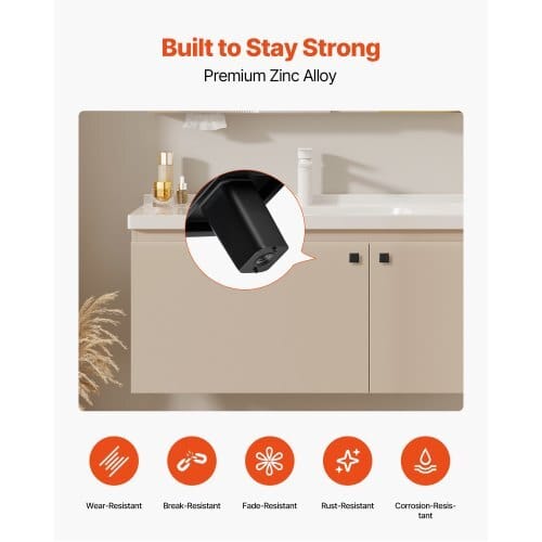 Cabinet Knobs, 10 Pack, 1.18 Inch Black Zinc Alloy Drawer Pulls & Door Handles, Square Kitchen Solid Knobs Dresser Handles, Cupboard Hardware with Screws for Bathroom Closet Cabinets Drawers