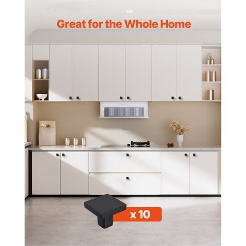 Cabinet Knobs, 10 Pack, 1.18 Inch Black Zinc Alloy Drawer Pulls & Door Handles, Square Kitchen Solid Knobs Dresser Handles, Cupboard Hardware with Screws for Bathroom Closet Cabinets Drawers