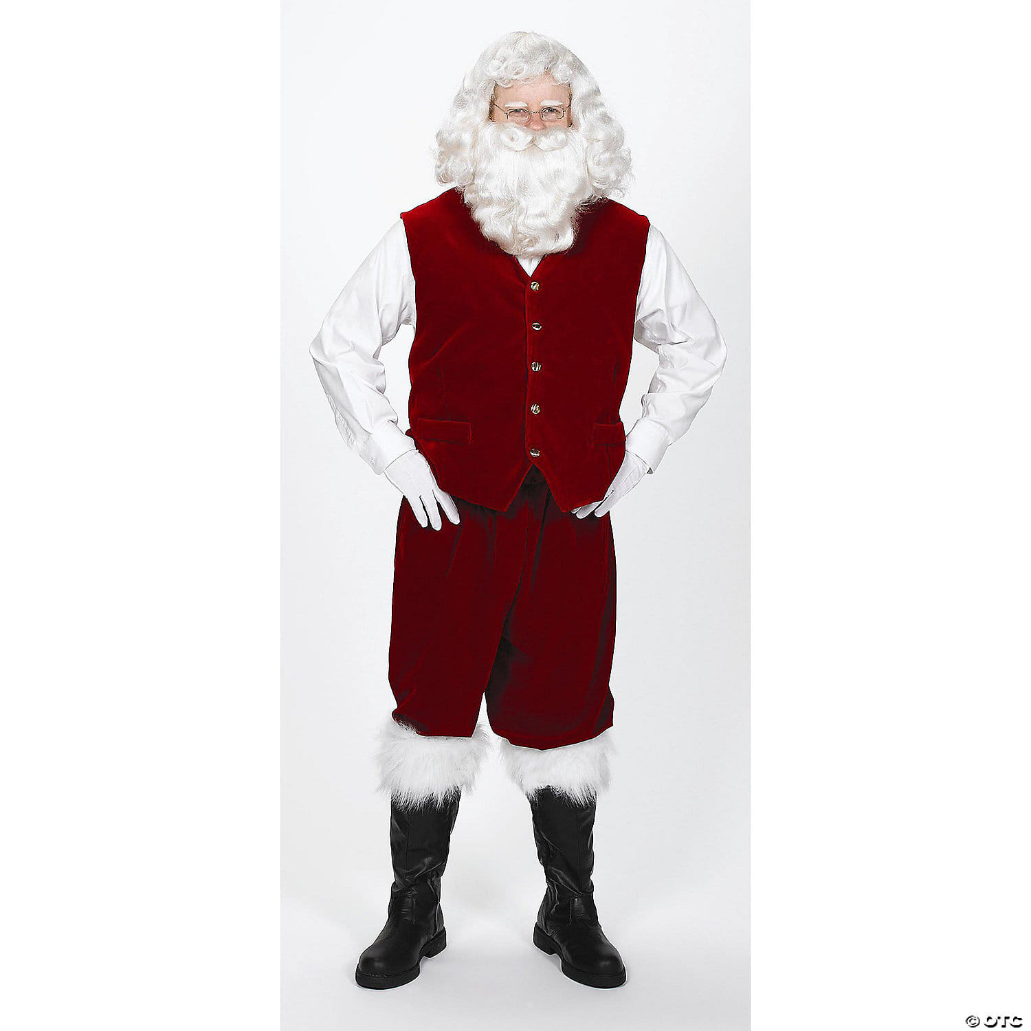 Adlt santa velvet vest w/buttons xl