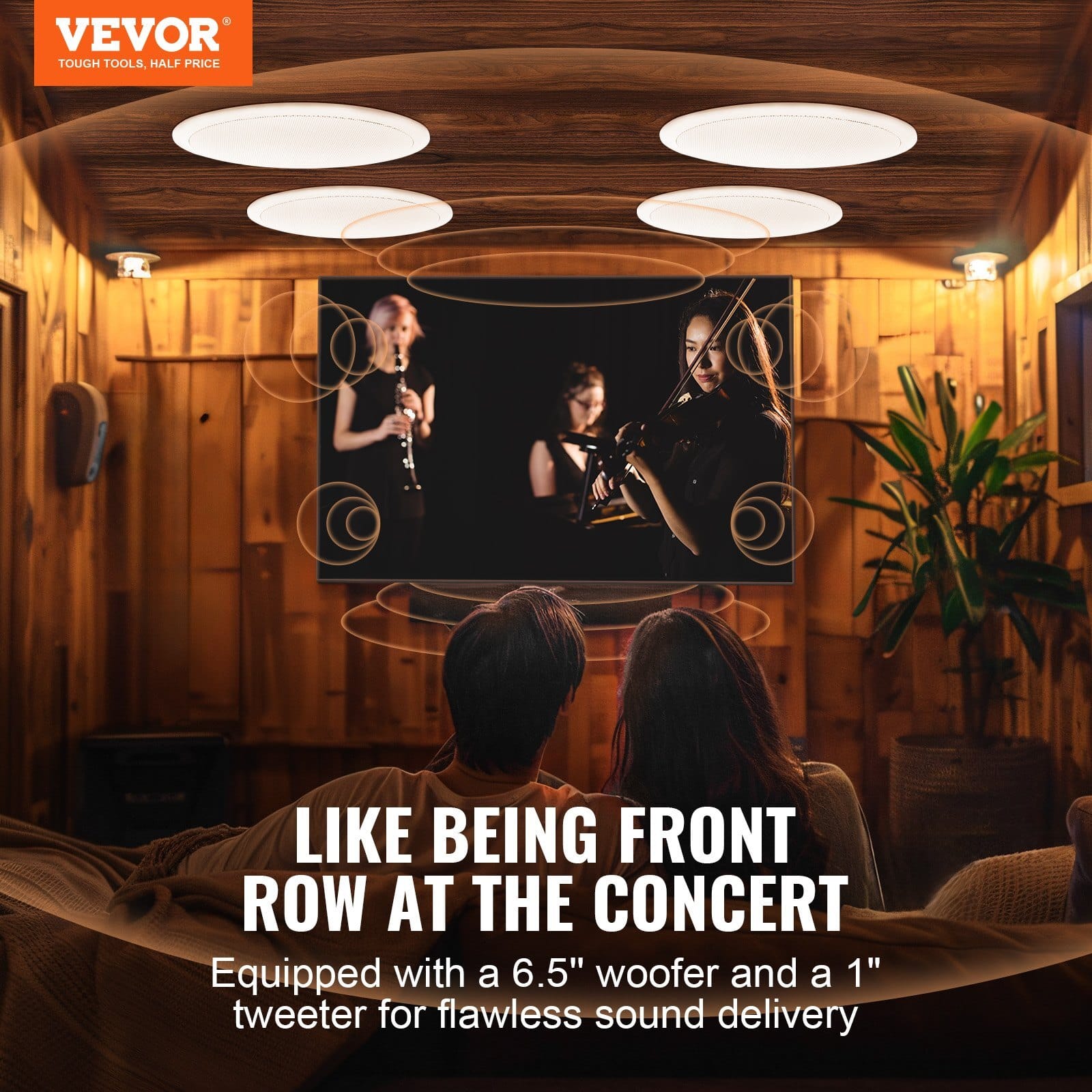 4 PCs 6.5'' Bluetooth in Ceiling Speakers, 150W, Flush Mount Ceiling & in-Wall Speaker System with 8?©Impedance 89dB Sensitivity, for Home Kitchen Living Room Bedroom or Covered Outdoor Porches
