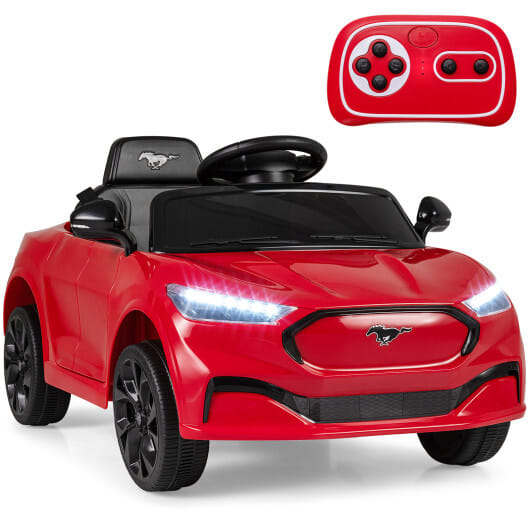 12V Kids Ride on Car Licensed Ford Mach E with Parent Control and Horn-Red - Color: Red