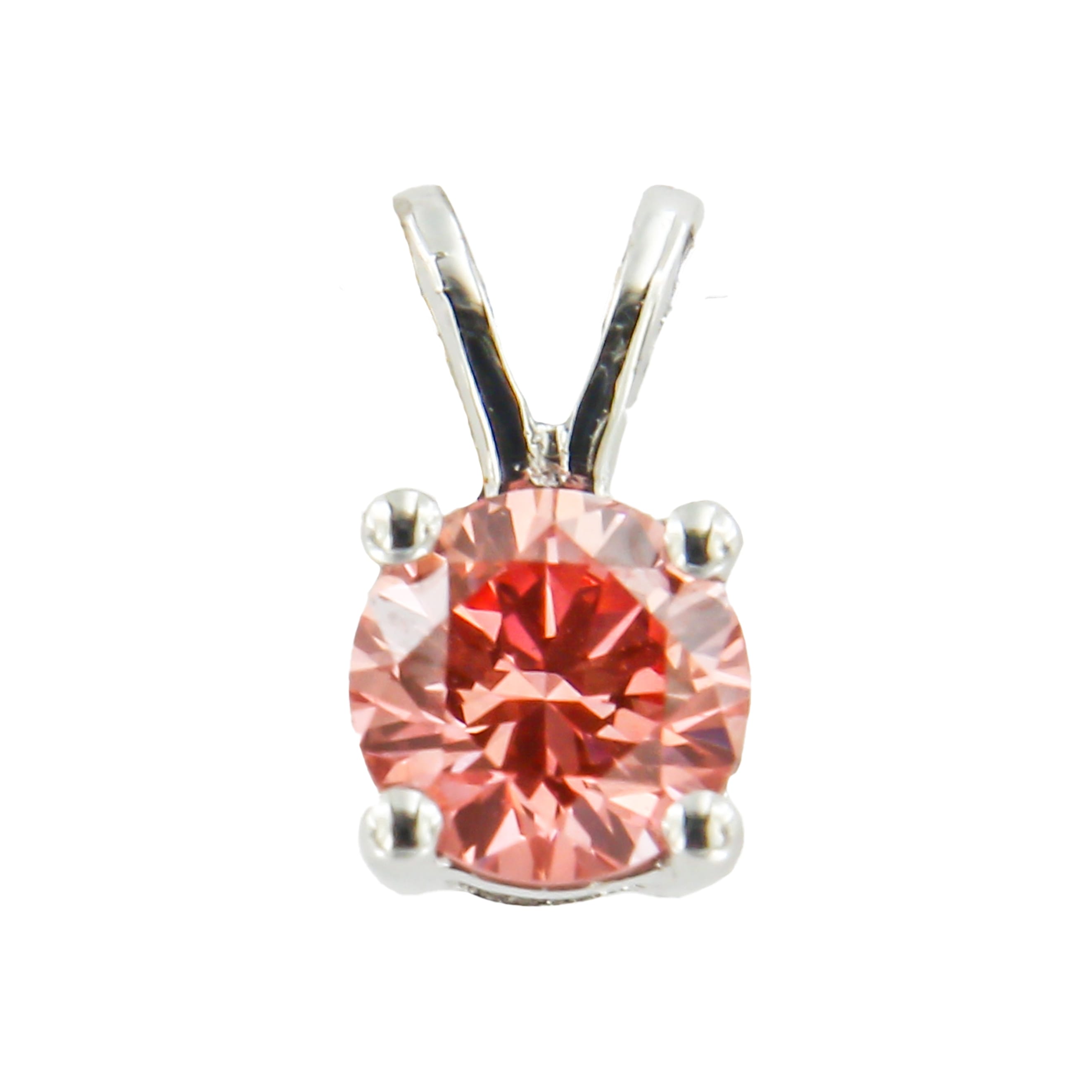 10K White Gold 1/4 Cttw Round Brilliant Cut Lab Grown Pink Diamond 4-Prong Solitaire Pendant Necklace (Pink Color, VS2-SI1 Clarity) 18"