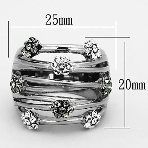 LOATK1372 - High polished (no plating) Stainless Steel Ring with Epoxy in Jet