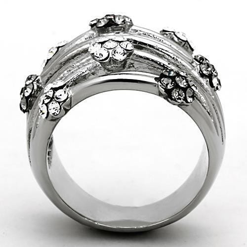LOATK1372 - High polished (no plating) Stainless Steel Ring with Epoxy in Jet