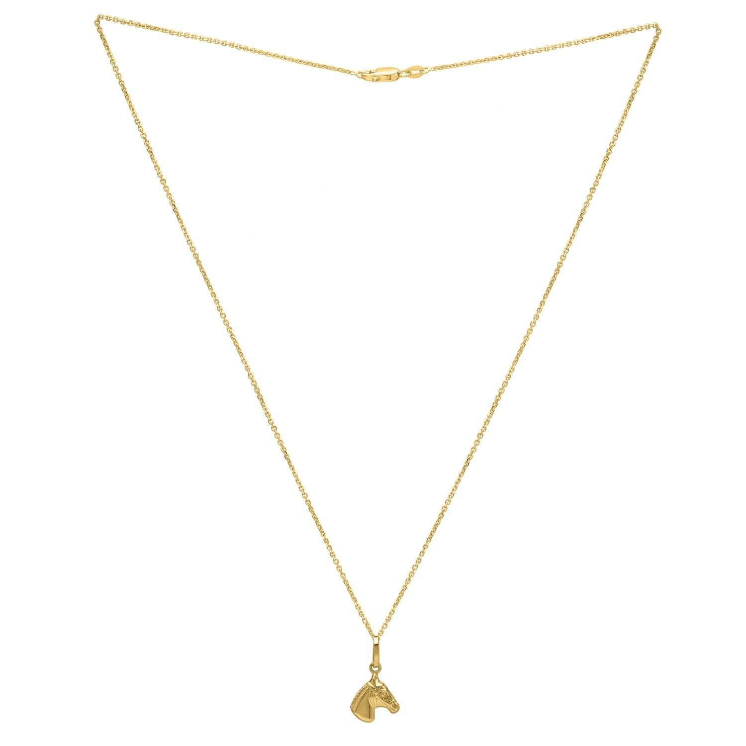 Horse Profile Small Necklace in 14K Yellow Gold