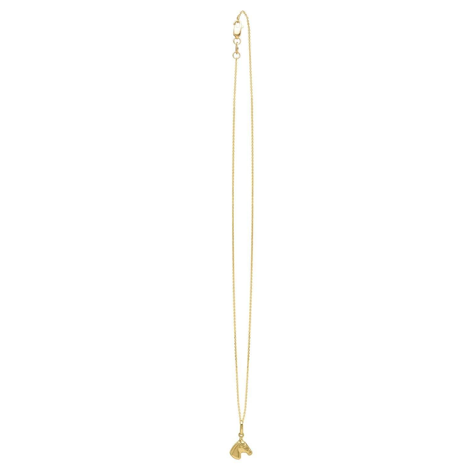Horse Profile Small Necklace in 14K Yellow Gold