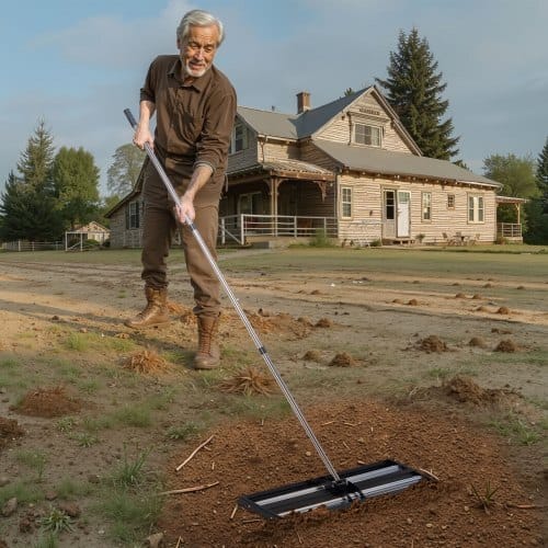 Updated Lawn Leveling Rake with Roller, 30" x 10" Stainless Steel Lawn Leveler with 83.9" Adjustable Handle, Heavy Duty Yard Leveling Rake, Effort Saving Lawn Leveling Tool for Yard Golf Court