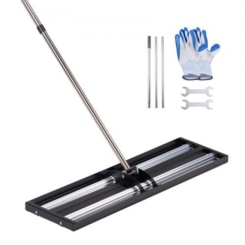 Updated Lawn Leveling Rake with Roller, 30" x 10" Stainless Steel Lawn Leveler with 83.9" Adjustable Handle, Heavy Duty Yard Leveling Rake, Effort Saving Lawn Leveling Tool for Yard Golf Court