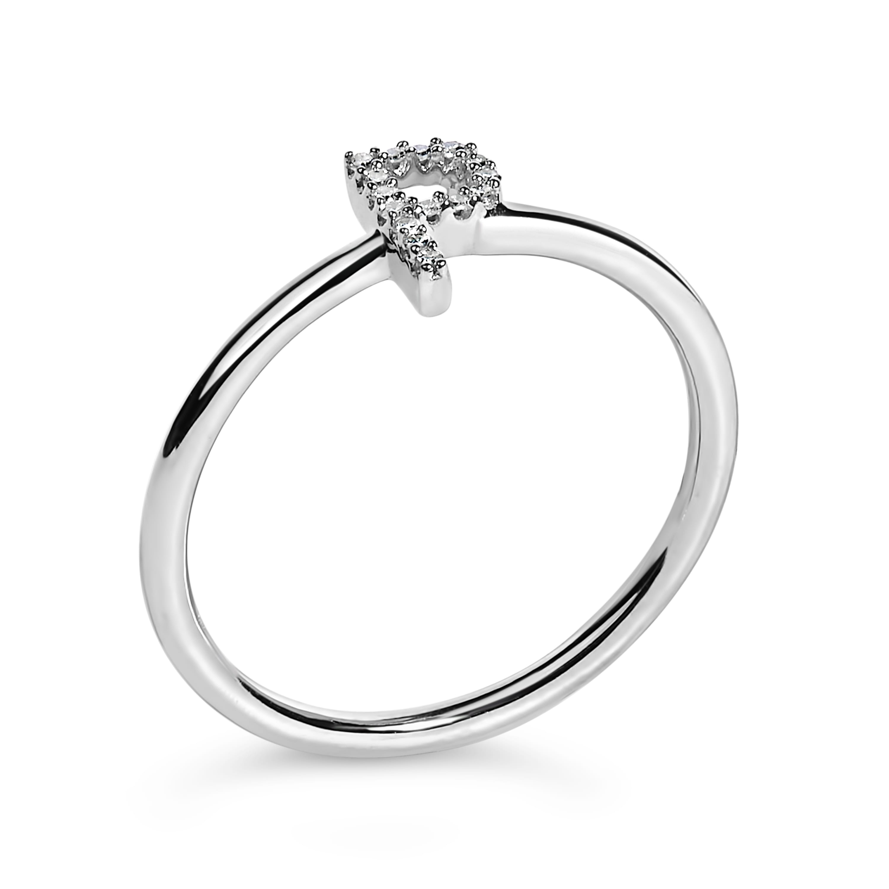 10K White Gold Diamond Accent Initial "P" Ring