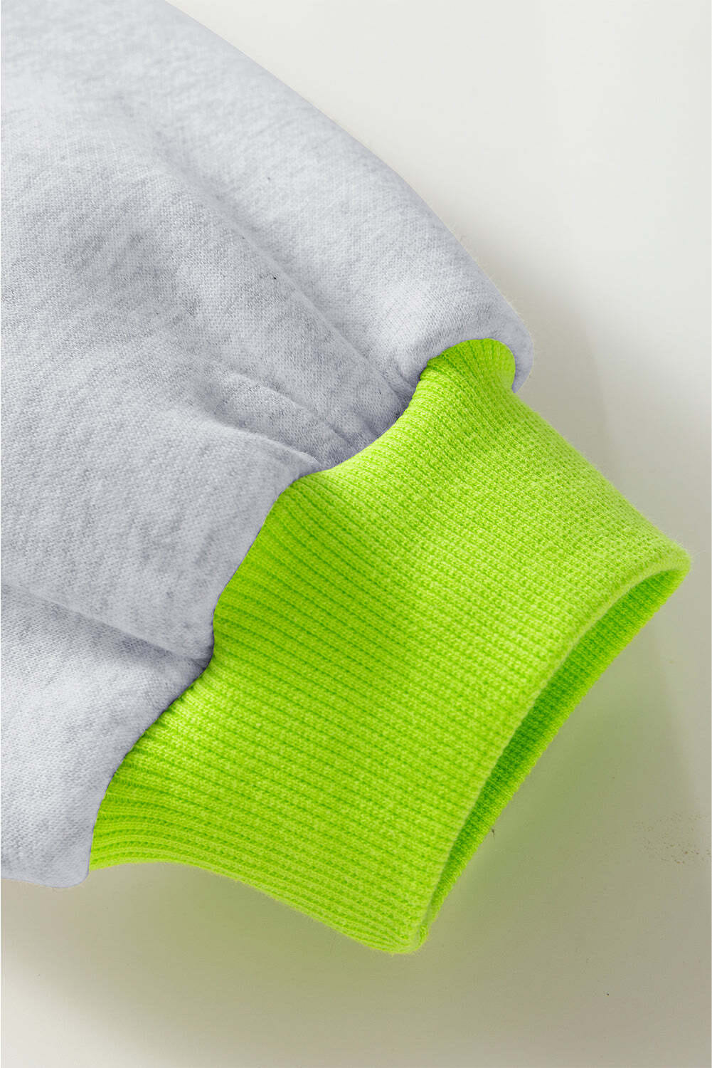 Light Grey Contrast Color Banding Patchwork Puff Sleeve Loose Sweatshirt