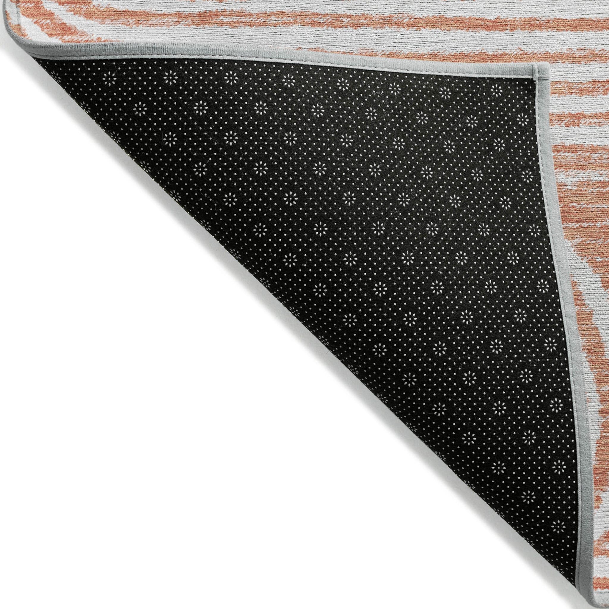 2' X 8' Orange and Ivory Abstract Washable Non Skid Indoor Outdoor Area Rug
