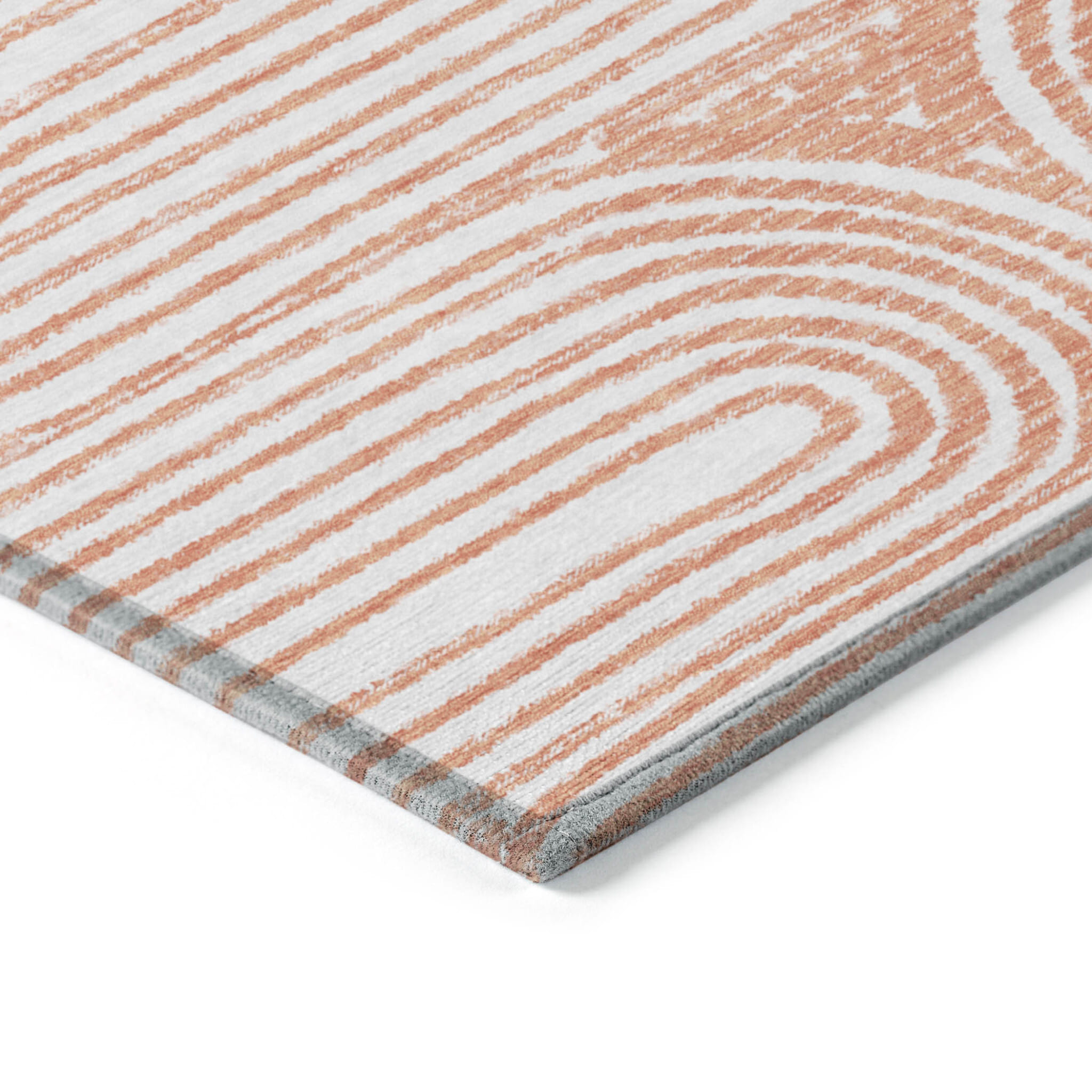 2' X 8' Orange and Ivory Abstract Washable Non Skid Indoor Outdoor Area Rug