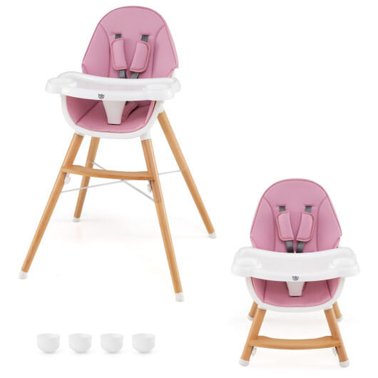 Baby High Chair with Dishwasher Safe Tray-Pink - Color: Pink