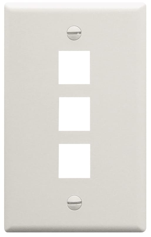 Faceplate flat 1-gang 3-port white