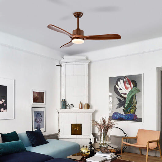 52 Inch Reversible Ceiling Fan with LED Light and Adjustable Temperature-Silver