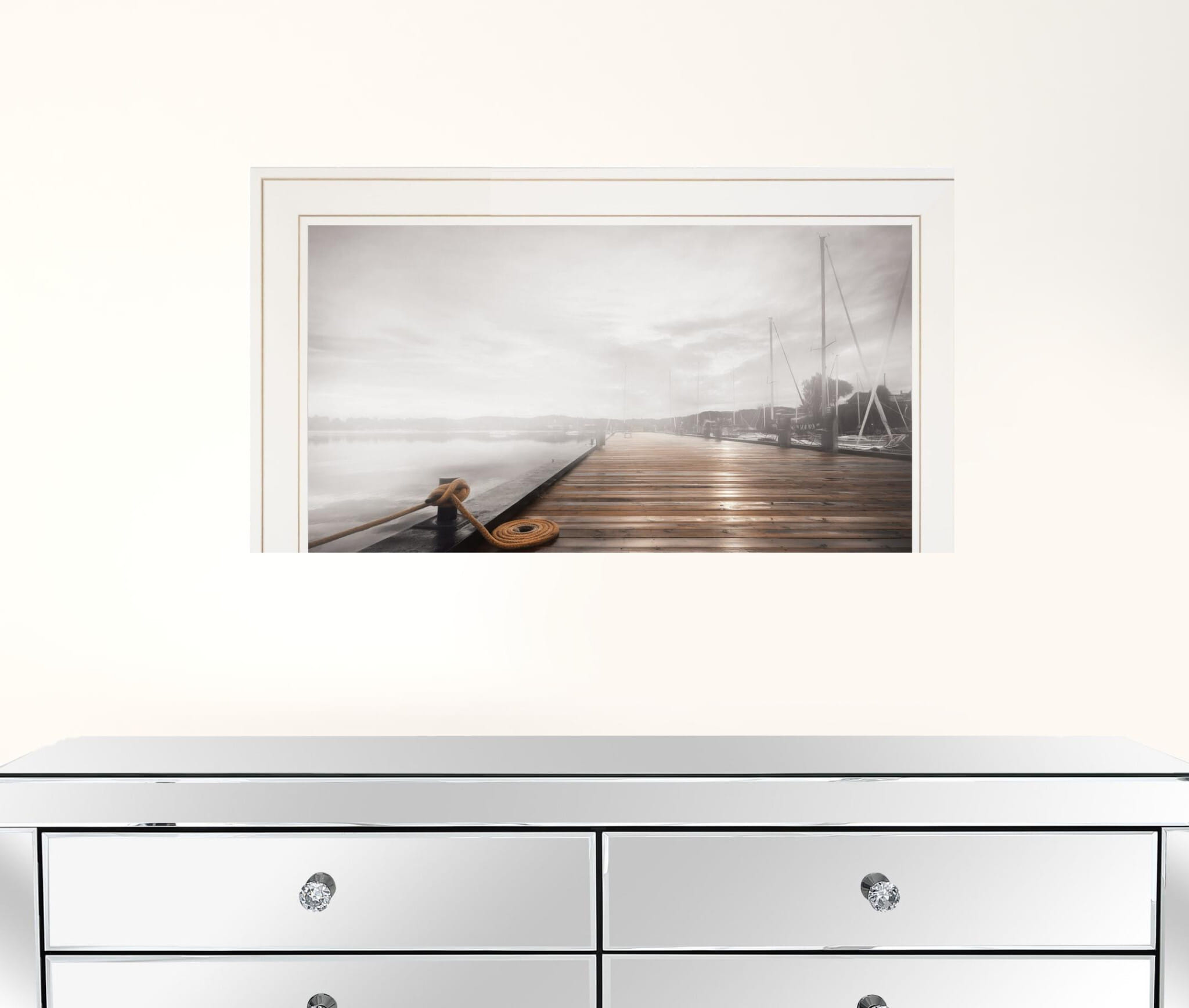 Newport Dock I White Framed Print Wall Art