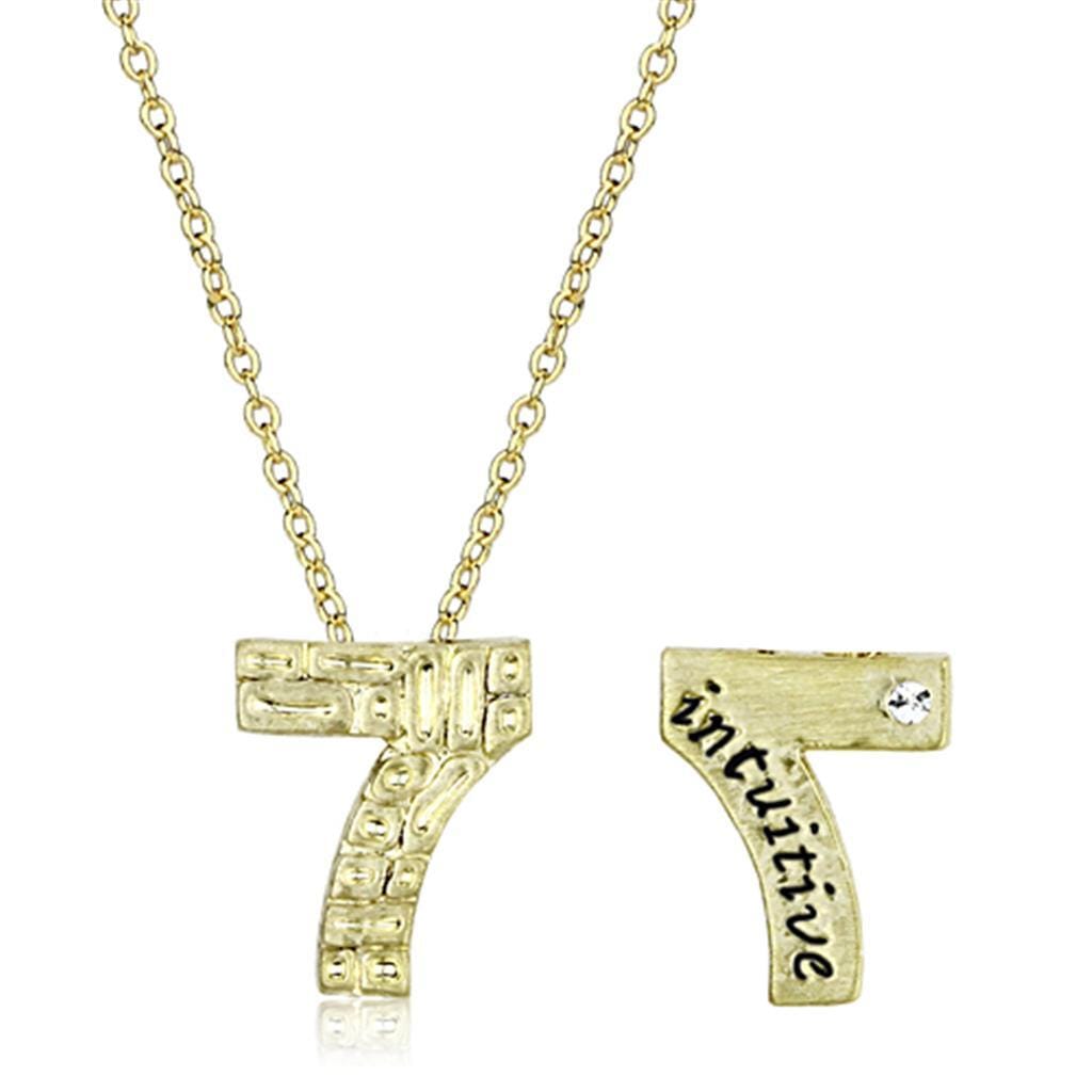LO3464 - Flash Gold Brass Chain Pendant with Top Grade Crystal in Clear