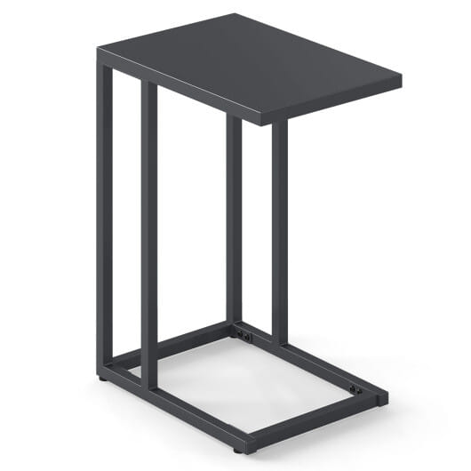 C-Shaped Side Table with Adjustable Foot Pads for Living Room Bedroom-Dark Gray - Color: Dark Gray