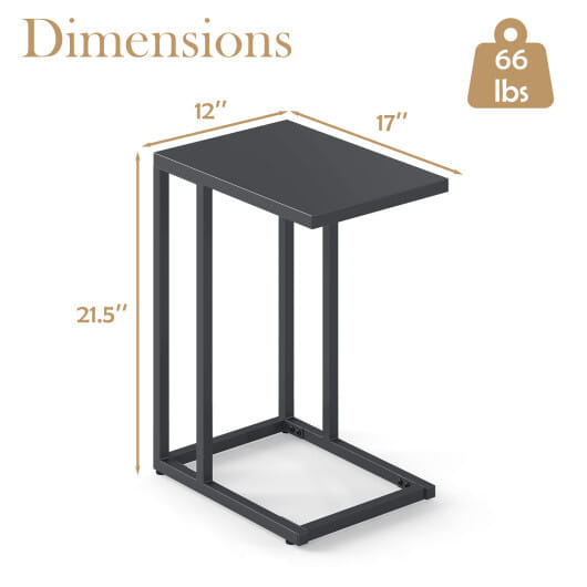 C-Shaped Side Table with Adjustable Foot Pads for Living Room Bedroom-Dark Gray - Color: Dark Gray