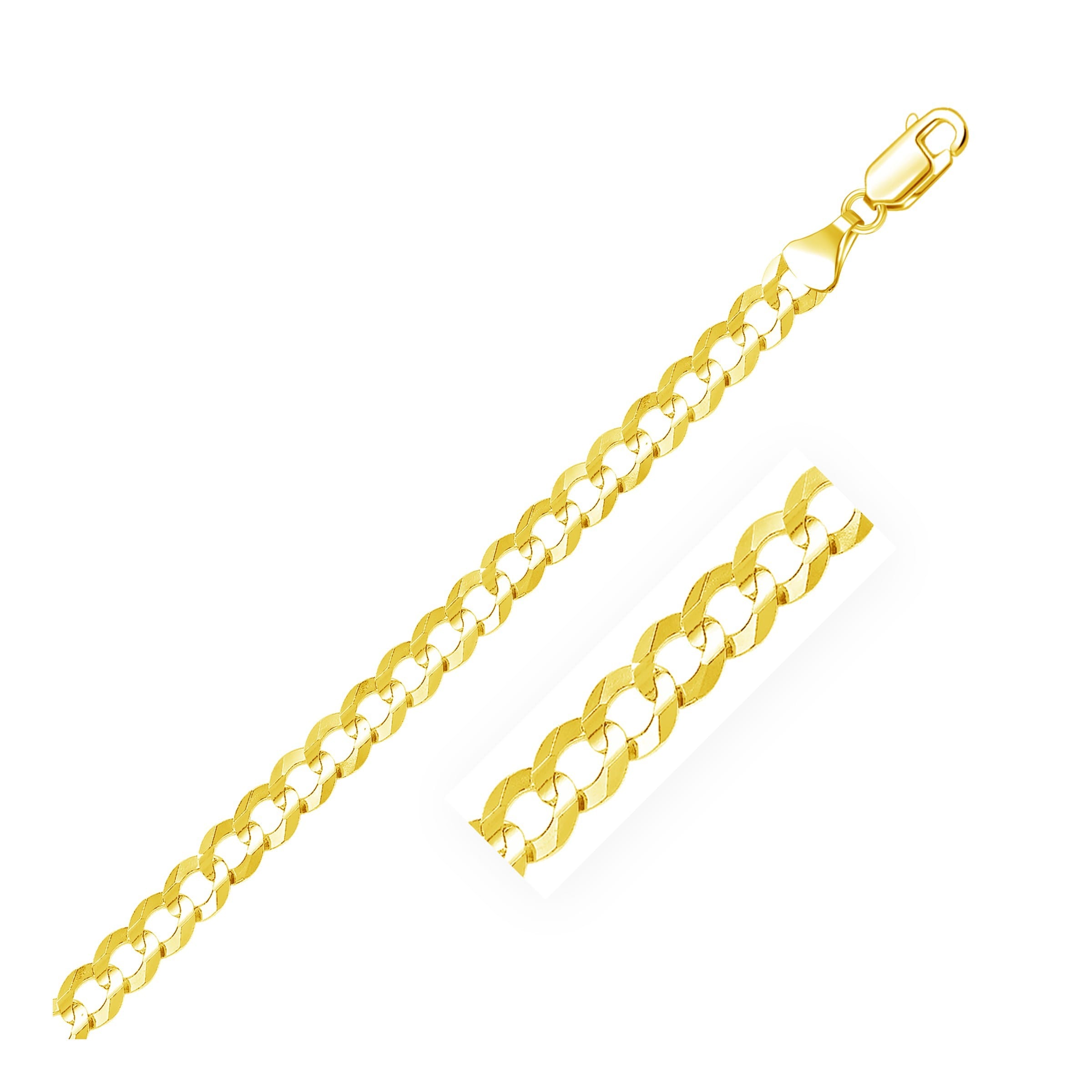14k Yellow Gold Solid Curb Chain (5.70 mm)