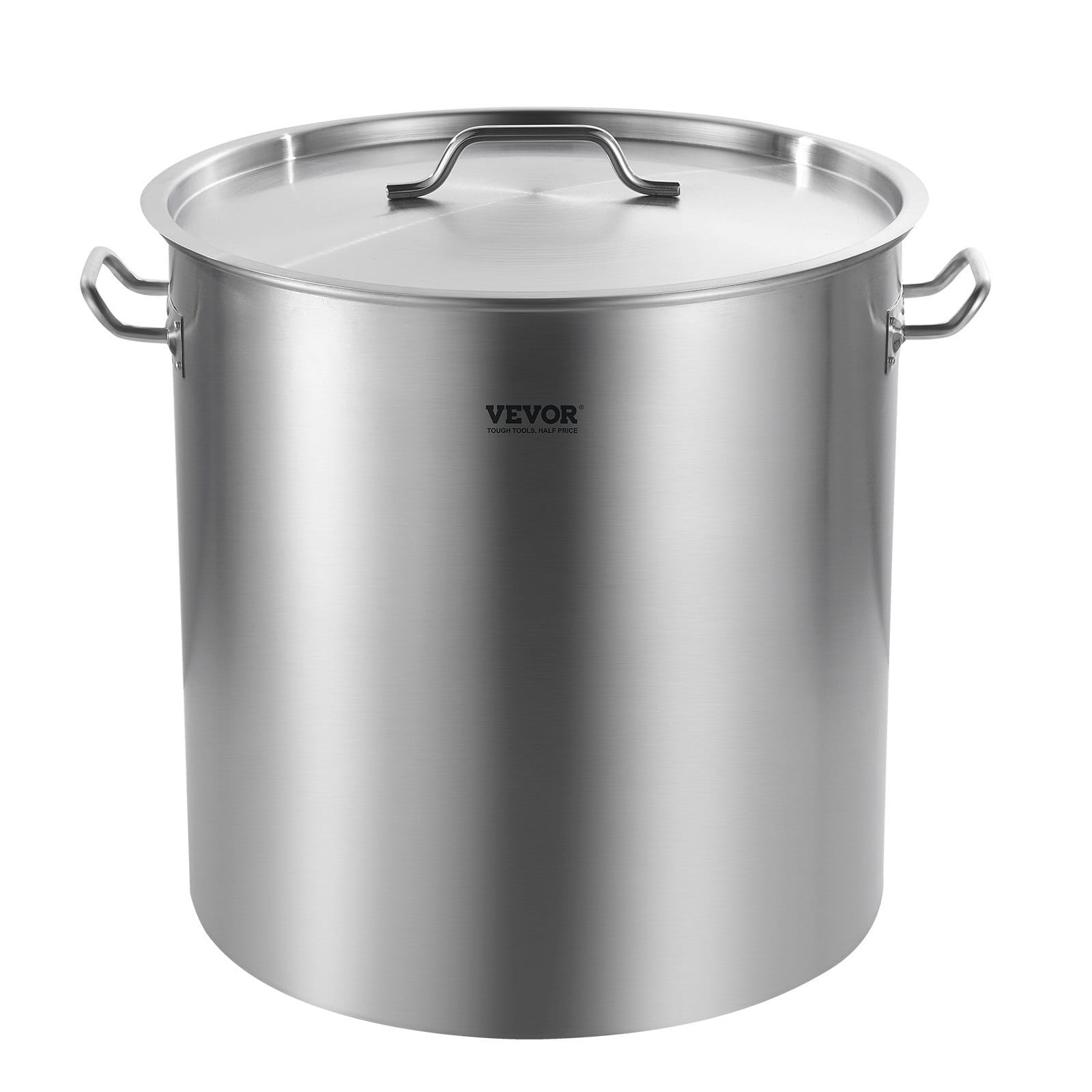 Stainless Steel Stockpot, 84 Quart Large Cooking Pots, Cookware Sauce Pot with Basket, Lid, and Handle, Heavy Duty Commercial Grade Stock Pot, Sanding Treatment, for Large Groups Events Silver