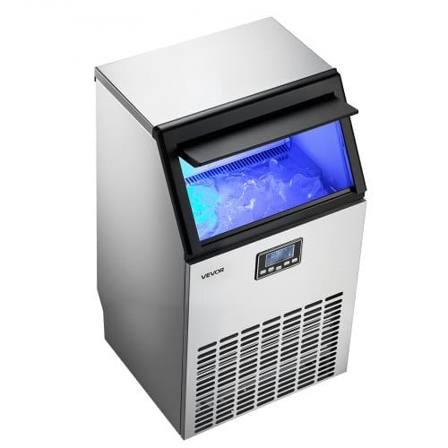 Commercial Ice Maker Machine, 100 lbs/24h with 26 lbs Storage Capacity, Built-in/Freestanding/Under Counter, Stainless Steel Ice Maker with LED Display & Self-Cleaning, for Home Bar Restaurant