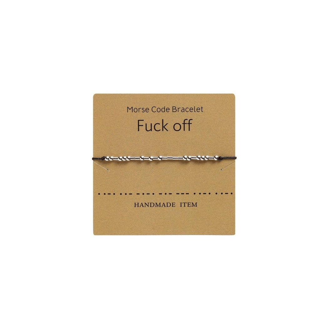 Morse Code Bracelet Silver Beads - F Off