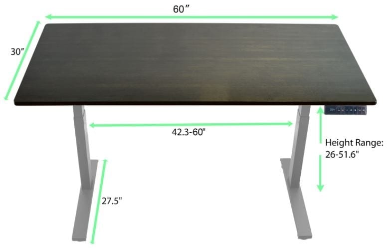 Gray and Black 52" Bamboo Dual Motor Electric Office Adjustable Computer Desk