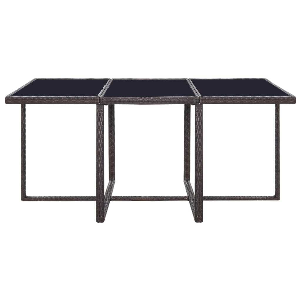 11 Piece Patio Dining Set with Cushions Poly Rattan Brown