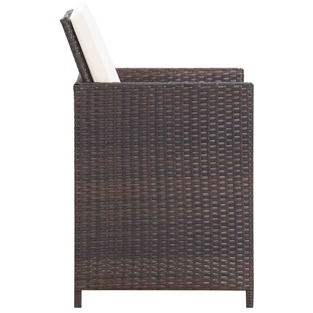 11 Piece Patio Dining Set with Cushions Poly Rattan Brown