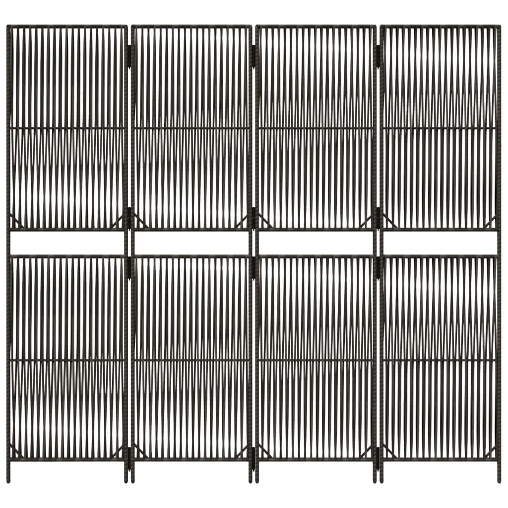 Room Divider 4 Panels Gray Poly Rattan