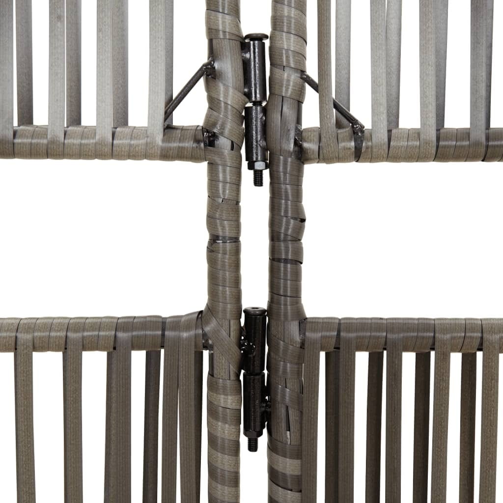 Room Divider 4 Panels Gray Poly Rattan